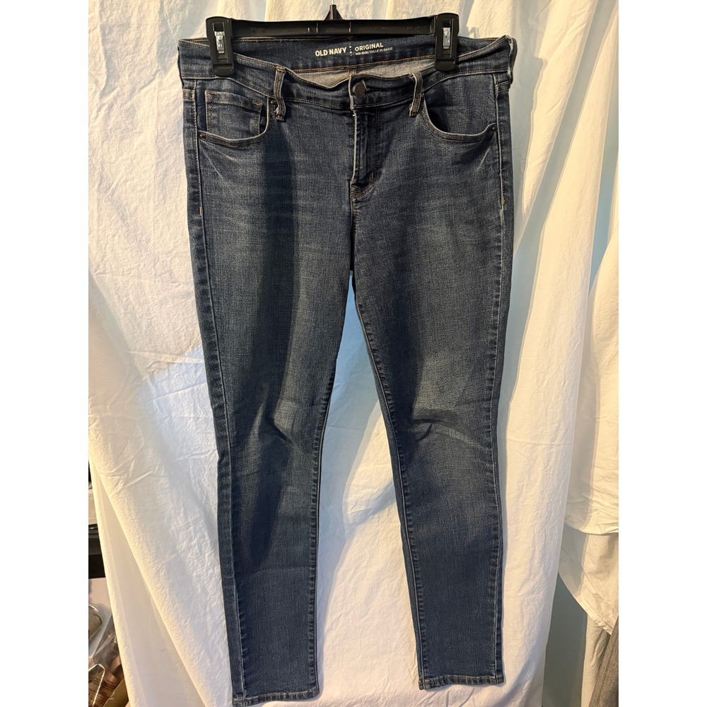 Old Navy Original Mid-Rise Skinny Jeans Womens 6 Dark Wash Denim Stretch Pants